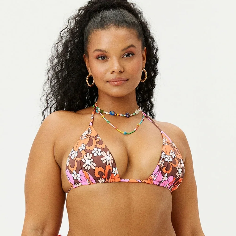 Frankie’s Bikinis Tropics Tia String Bikini Top 2XL Jenna High Waist Bottom XL